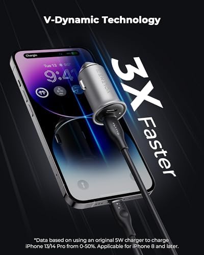 VOLTME 30 W USB C PD 3.0 Car Charger – Fast Charging Dual Port Adapter for i Phone 14/13/12/11 Pro Max, Samsung Galaxy S23/S22/S21, and More – Sleek Navy Blue Design for Universal Compatibility and Efficient Power Delivery on the Go