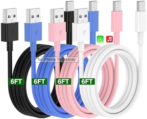 Car Carplay Cable for iPhone 16 15 Pro/Pro Max/Plus,3/3/6/6FT USB A to USB C Fast Charging Cord for iPhone 16 15 Charger,USBC Car Charger for Apple 16 15/iPad Pro-Dark Blue – Enhanced Compatibility and Speed