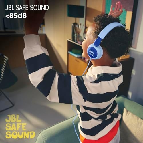 JBL Junior 320 On-Ear Kids Headphones – Safe Sound Technology with Built-in Mic & Customizable Stickers for Fun Personalization, Perfect for Music, Movies, and Learning
