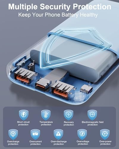 High-Capacity 10000 m Ah USB-C Power Bank with 22.5 W Fast Charging – Travel-Ready Portable Charger Featuring Built-in Cables, Triple Output Ports & HD LED Display for Efficient Device Charging on the Go