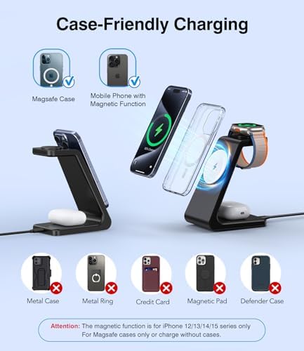 Ultimate 3-in-1 Wireless Charging Hub for Apple Devices: Fast Charging Dock for i Phone 16/15/14/13/12, Apple Watch Series 1-10, and Air Pods Pro with 20 W Adapter – Sleek Bedside Solution for a Clutter-Free Lifestyle