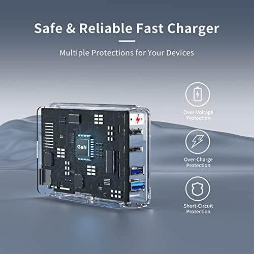 Ultra-Fast 4-Port USB Charger by EGOWAY – 90 W Compact Wall Charger with Dual 60 W & 18 W USB-C Ports Plus 12 W USB-A for i Phone 15/14 Pro Max, Galaxy, and More – Efficient Power Delivery & Travel-Friendly Design – Tidy Desktop with 360° Rotatable Trestle