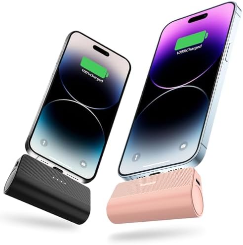 Ultra-Compact 5000 m Ah Portable Charger for i Phone – Fast Charging Power Bank in Purple, Compatible with i Phone 6/7/8/SE/11/XR/12/12 Pro Max/13/13 Pro Max/14/14 Pro Max/14 Plus & i Pad Series, Perfect Travel Companion for On-the-Go Charging