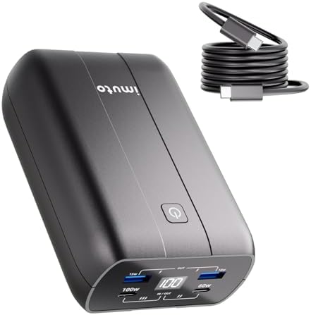 imuto 100 W Ultra-Fast Portable Power Bank – 20,000 m Ah High-Capacity Charger with USB-C PD 3.0 & Quad Output for Laptops, Tablets, and Smartphones – Ultimate Compatibility for Mac Book, Dell XPS, i Phone 16/15/14 Pro, Samsung S22 & More – Unmatched Performance for On-the-Go Professionals