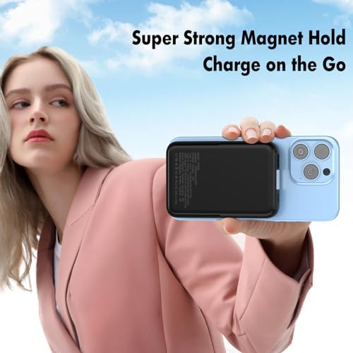 Ultimate 3-in-1 Wireless Portable Charger 10000 m Ah – Magnetic Power Bank with Built-in Cables and LED Display for i Phone 15/14/13/12, Apple Watch, Air Pods – 22.5 W Fast Charging, Enhanced Compatibility for On-the-Go Power Solutions