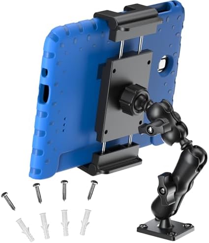 Ultimate Heavy-Duty Tablet Mount for Trucks – Adjustable 2-Stage Drill Base Holder for i Pad & Galaxy Tab (5.1-15.6” Devices) – Secure, Versatile, and 360-Degree Rotatable for Enhanced On-the-Go Visibility and Safety