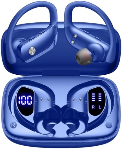 Elevate Your Sound Experience with Bmani Wireless Earbuds: 48-Hour Playtime Bluetooth Headphones with LED Battery Indicator, Secure Over-Ear Design, Built-in Mic for Hands-Free Calls, Ideal Sport Earphones for Active Lifestyles