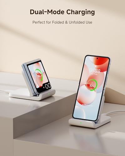 Sleek Foldable Wireless Charging Stand for Samsung Z Flip Series: Fast Power Solution for Galaxy Z Flip 6/5/4/3 & Razr+ (Black) – Portable, Case-Friendly Design for Tangle-Free Charging Experience