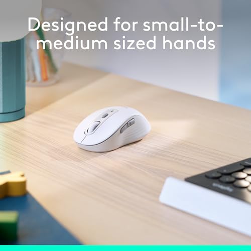 Logitech Signature M650 L Wireless Mouse for Large Hands – Ergonomic Comfort, 2-Year Battery Life, Silent Click Technology, Customizable Functions, Bluetooth Compatible with PC/Mac/Chromebook – Elegant Off White Finish for Professional & Casual Use