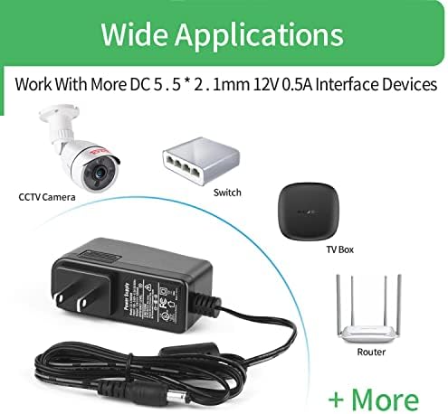 Dependable 4-Pack 12 V 0.5 A Power Supply Adapters – UL Listed DC Transformers for Enhanced Performance of CCTV Cameras, Speakers, Routers, Printers, and Keyboards – Versatile and Efficient Power Solutions for Everyday Electronics
