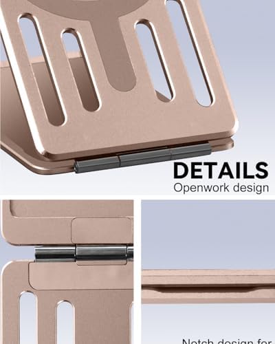 OATSBASF Magnetic Phone Stand Compatible with Magsafe, Foldable Aluminum Phone Holder for Desk Compatible with iPhone 16/15/14/13/12 Series and Magnetic Case, Black, Bi-fold – Enhanced Compatibility and Speed