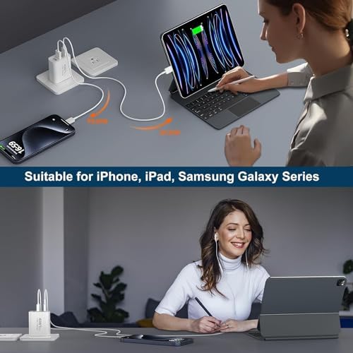 Ultimate 40 W Multiport USB-C Fast Charger – High-Efficiency 4-Port Power Adapter with Quick Charge 3.0 & Power Delivery for Super-Fast Device Charging – Sleek, Portable Design Perfect for Travel – Convenient 2-Pack for Enhanced Versatility and Easy Charging on the Go