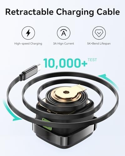 Revolutionary 30 W USB-C Charger Block with Dual Ports – Fast Charging Solution Featuring Retractable Cable & Foldable Plug for Ultimate Portability – Ideal Travel Companion for i Phone 16 Pro Max, Pixel 9 Pro, Galaxy, i Pad & Mac Book – Enhanced PD/PPS Compatibility for Rapid Power Delivery