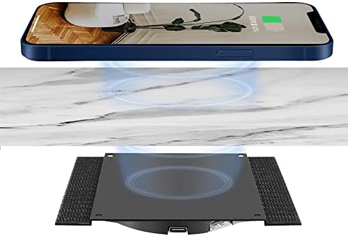 Revolutionize Your Workspace with the Invisible Wireless Charger: Sleek Under-Desk 10 W Charging Pad for Mag Safe i Phone 13/12 – Enhanced Compatibility (5-15 MM) and Fast PD Adapter Included for Effortless Power Management