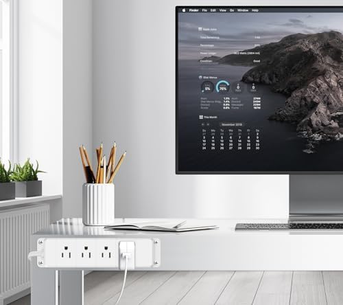 Maximize Workspace Efficiency with the 45 W USB-C Fast Charging Power Strip – 12 Outlets, 4 USB Ports, 1200 J Surge Protection, and 6 FT Flat Extension Cord for Seamless Under Desk Mounting and Enhanced Device Compatibility