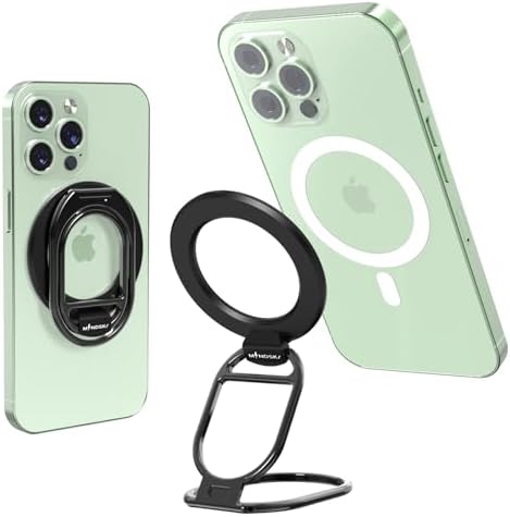 Revolutionary MINDSKY Mag-Safe Phone Grip & Stand for i Phone 12/13/14/15 Series – 360° Dual-Arm Adjustable Kickstand with Superior Magnetic Support – Lightweight, Durable Design for Enhanced Drop Protection – Effortless Hands-Free Use & Easy Wireless Charging Compatibility