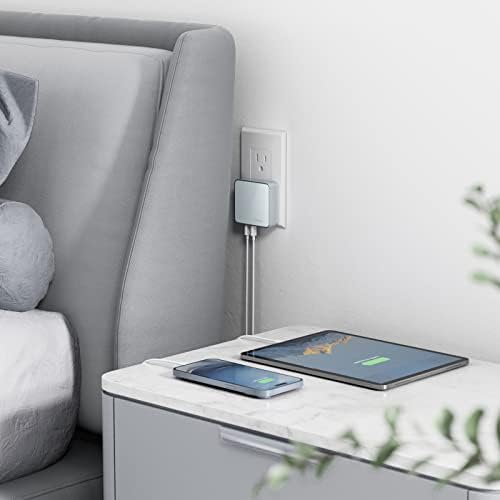 Nekmit 52 W Ultra-Compact 4-Port USB C Fast Charger – Dual 20 W Power Delivery & Dual USB Ports for Rapid Charging of i Phone 13, Galaxy, Pixel, i Pad Pro & More – Sleek Design for Home, Office & Travel Efficiency