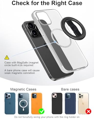Revolutionize Your Mobile Handling with EWA Mag One Lite 3 rd Gen 360° Rotating Phone Grip – Customizable Elastic Finger Strap for Ultimate Comfort – Lightweight, Stylish Mag Safe Compatible Holder for i Phone 15, 14, 13 Pro/Max/Plus in Sleek Black – Perfect Blend of Functionality and Aesthetics for Everyday Use