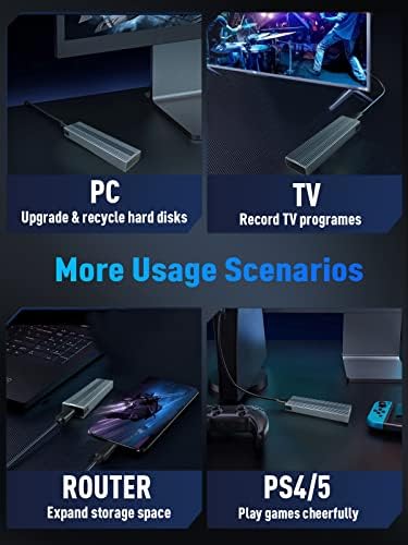 High-Speed M.2 NVMe SSD Enclosure with USB C Adapter – 10 Gbps Transfer Rate, UASP & Trim Support for M-Key (B+M Key) SSDs (2230/2242/2260/2280) – Portable, Durable Solution for Data Backup & Storage Expansion