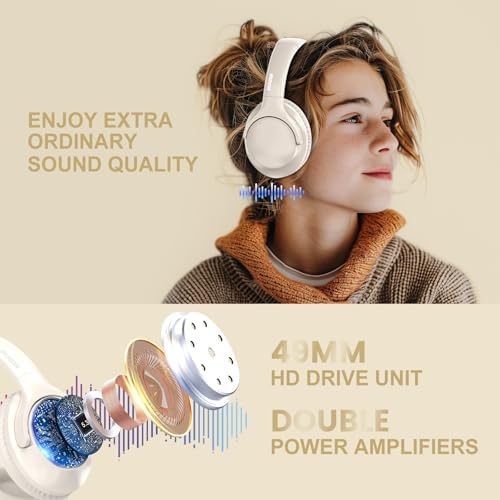 MIDOLA Hi-Fi Bluetooth Over-Ear Headphones – 68-Hour Playtime, Foldable Design for Ultimate Portability, Deep Bass with 6 Custom EQ Modes, Integrated Microphone for Crystal Clear Calls – Perfect for Travel and Home Office Use