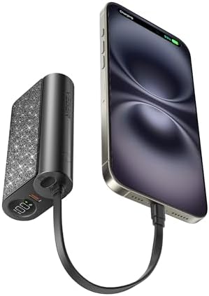 VEGER Stylish 10,000 m Ah Portable Charger with Detachable Cable – 20 W Fast Charging Power Bank for i Phone 15/14 & Android Devices – Chic Travel Essential in Eye-Catching Blue for On-the-Go Charging