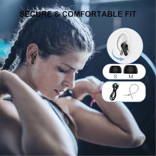 Cutting-Edge Bluetooth 5.4 Wireless Earbuds with Advanced Noise Cancellation & Intuitive Touch Control – IP5 Waterproof for All-Weather Performance, Immersive Deep Bass Sound, and Customizable 6 EQ Settings – Perfect for Active Lifestyles and Daily Use (Sleek Black)