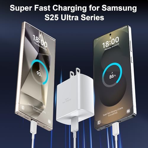 Super Fast 45 W Samsung USB-C Charger with 10 FT Pink Cable – Ultimate Charging Solution for Galaxy S25/S24/S23 Ultra, Stylish & Efficient Power Adapter for Quick Device Boosts and Enhanced Compatibility
