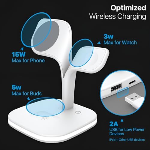 Ultimate 3-in-1 Portable Wireless Charger Stand for Apple Devices – Fast Charging Station for i Phone 15/14/13/12, Apple Watch Series 1-9/Ultra & Air Pods Pro, Sleek & Travel-Friendly Design for On-the-Go Power Management