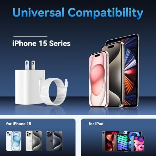 Experience Rapid Power Revitalization with the 20 W USB-C Fast Charger for i Phone 15 Pro Max – Complete with 6.6 FT Robust Cable for Ultimate Flexibility and Compatibility with i Pad Pro – Your Ideal On-the-Go Charging Solution with Enhanced Safety Features and Efficient Energy Delivery.
