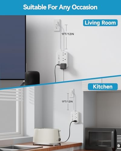 Compact PD 20 W USB C Travel Power Strip with Flat Plug Design, 3 AC Outlets & 3 USB Ports for Rapid Charging – Ideal Cruise Ship Essential & Versatile Charging Station for i Pad Pro, i Phone, Samsung Devices – 3 FT Short Extension Cord for Convenient Use