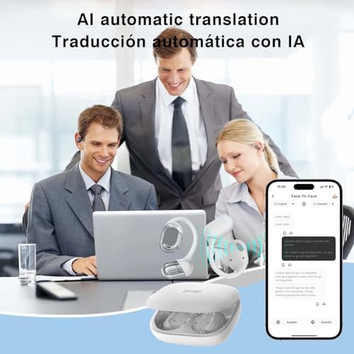 ZIHNIC Wireless AI Translation Earbuds – 4-Mode Real-Time Language Interpretation, Ergonomic Comfort Fit for Extended Use, IPX5 Waterproof Protection, Bluetooth 5.0 for i OS & Android – Perfect for Global Travelers and Professionals – Superior Sound Quality and Versatile Connectivity
