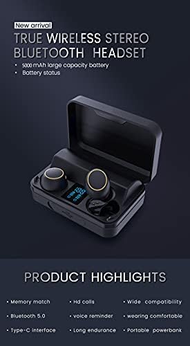 Advanced Bluetooth 5.0 Wireless Earbuds with Noise Cancelling – Hi-Fi In-Ear TWS Headphones Featuring 5000 m Ah Smart LED Charging Case, Auto Pairing, Touch Control, Dual Mic, and IPX7 Waterproof Design for Ultimate Comfort and 30-Hour Battery Life