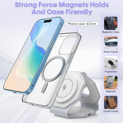 Ultimate 3-in-1 Foldable Travel Wireless Charger for i Phone & Apple Devices – Fast Magnetic Charging Station for i Phone 16/15/14/13/12, Apple Watch, and Air Pods – Eco-Friendly Design for Home, Office, and On-the-Go Convenience – Enhanced Compatibility & Speed