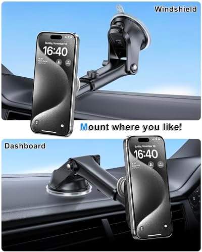 Pop Socket-Compatible Car Phone Mount – Advanced Dashboard & Windshield Holder with Robust Suction Technology for All Smartphones – 360-Degree Rotation for Optimal Hands-Free Navigation & Enhanced Driving Safety – Sleek, Modern Aesthetic for Today’s Vehicles – Effortless One-Handed Adjustments