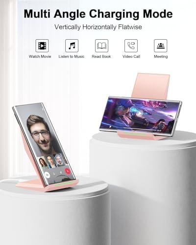 NANAMI Dual Pack Fast Wireless Charging Stands – Qi Certified for i Phone 16/15/14/13/12 Pro Max & Samsung Galaxy S24/S23/S22/S21/S20, Google Pixel Compatible – Effortless Cable-Free Power for All Devices