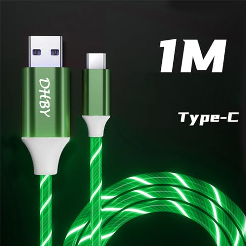 39-Inch Green High-Speed USB A to Micro USB Charging Cable with LED Night Light Indicator – Fast Data Transfer and Universal Compatibility for Android Devices, Perfect for Home and Office Use