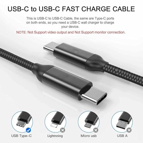 Awnuwuy 60 W USB C to USB C Charger Cable 15 ft – Fast Charging & Data Transfer for i Phone 15, Samsung Galaxy S23, Pixel 7, Mac Book – 2 Pack of Durable, High-Performance Type-C Cords for Ultimate Versatility and Connectivity