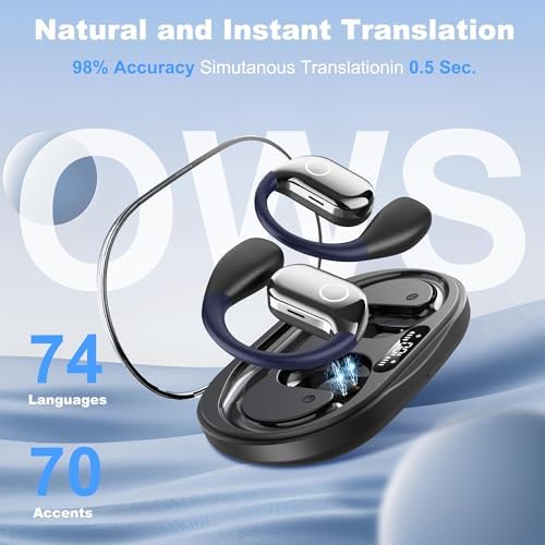 AI-Powered 144-Language Bluetooth Earbuds: Advanced Noise-Canceling Headphones for Effortless Communication in Any Setting, Ideal for i OS & Android Users, Waterproof Design for Enhanced Durability and Comfort During Travel