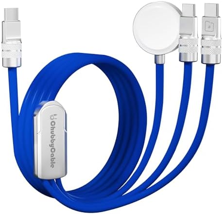 Ultimate Chubbycable Tri-Flex 3-in-1 USB-C Charger – 100 W Rapid Charging Solution for i Phone 16/15, Apple Watch, i Pad, and Galaxy Devices – 4.1 FT Durable Silicone Cable for Enhanced Portability and Versatile Compatibility