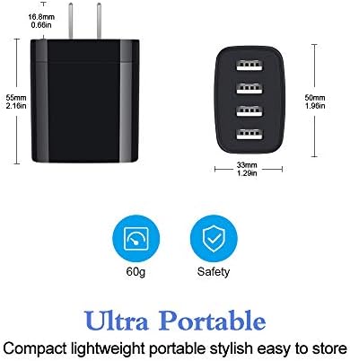 Ultra-Fast Multi-Port USB Charger for i Phone 16 & Samsung Galaxy – 4.8 A Power Adapter Wall Plug for Rapid Device Charging – Compact Cube Design with Enhanced Safety Features for Home & Travel Use