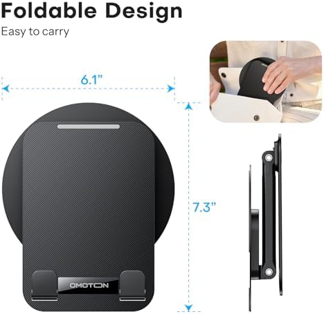 OMOTON Adjustable Tablet Stand for i Pad – Versatile Portable Holder for 4-15.6″ Devices, Ideal for Enhanced Viewing Comfort and Productivity, Compatible with i Pad Pro, Air, Mini & Kindle – Perfect for Home, Office, and Travel Use