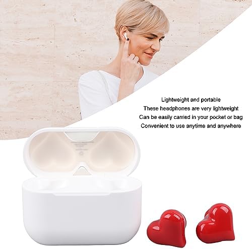 Dpofirs Heart-Shaped Bluetooth Earbuds – Lightweight Stereo Headphones with Active Noise Canceling, Premium Sound Quality, and Customizable Fit – Includes Charging Case and 6 Ear Tips for Ultimate Comfort and Compatibility