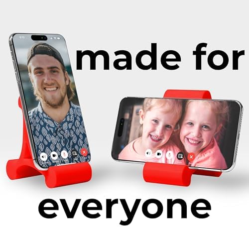 Skalene Phone Stand – 100% Silicone Rubber, Adjustable Phone Holder, Prop, Rest – Desk, Office, Home, Kitchen Accessory (Stealth Black) – Enhanced Compatibility and Speed