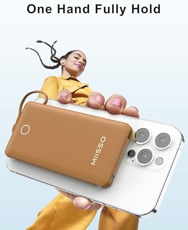 miisso 10000 m Ah Ultra-Slim Portable Power Bank with Integrated Charging Cables – Multi-Device USB-C Travel Charger for i Phone & Samsung – Compact, Lightweight Battery Pack Designed for Maximum Portability and Efficiency