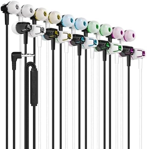 Maeline 30-Pack Noise-Isolating Earbuds with Built-In Microphone and Volume Control – Superior Stereo Bass In-Ear Headphones for i Phone, Android, PC & Laptop – Tangle-Free Design for Effortless Listening and Enhanced Compatibility