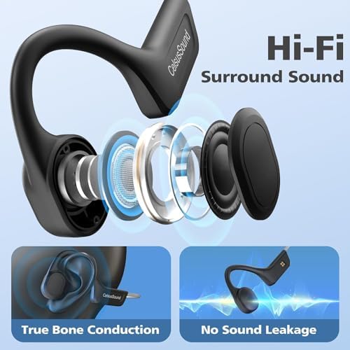 Revolutionary Bone Conduction Headphones: IPX7 Waterproof Wireless Earbuds with Open Ear Design, Bluetooth 5.3 for Superior Connectivity, 10-Hour Playtime for Running, Cycling, Hiking, and Gym Workouts – Stay Aware, Stay Active