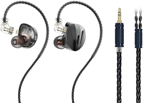 Phinistec Hi Fi Wired Earbuds with Dual Driver Technology – Premium Bass and Clear Audio for Gamers and Audiophiles – Customizable Detachable Cable for Enhanced Durability (Black, No Microphone) – Ergonomically Designed for Comfort During Extended Listening Sessions