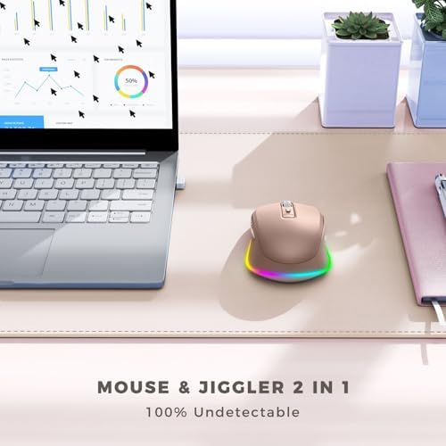 PEIOUS Rechargeable Wireless Mouse with LED – Innovative Jiggler Technology to Keep Your Computer Awake – Sleek Black Design for Optimal Comfort and Productivity
