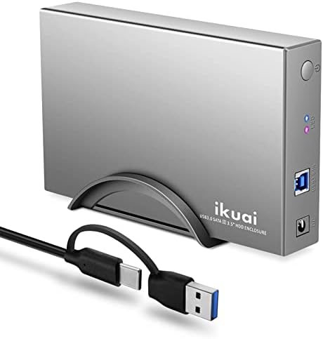 Aluminum 3.5″ Hard Drive Enclosure: USB 3.0 & USB-C Dock for 20 TB SATA HDD/SSD – Rapid Data Transfer & Universal Compatibility for All Operating Systems