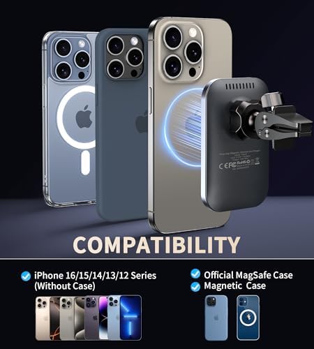 Mag Safe Car Mount Charger: 360° Rotatable Magnetic Wireless Fast Charger for i Phone 12-16 Series – Effortless Mounting & Ultimate Driving Convenience